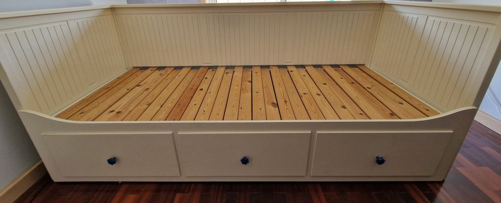 IKEA - HEMNES Cama indiv/dupla c/3 gav, branco, 80x200 cm (sem colchões)