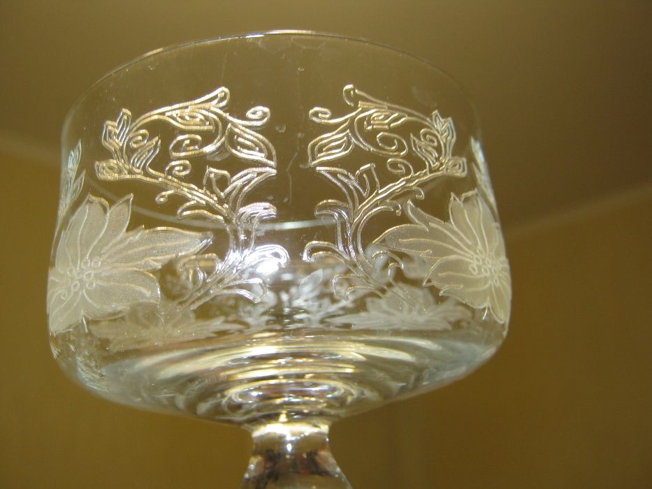 Свадебные фужеры,цветные, хрусталь, набор 1970-х годов.