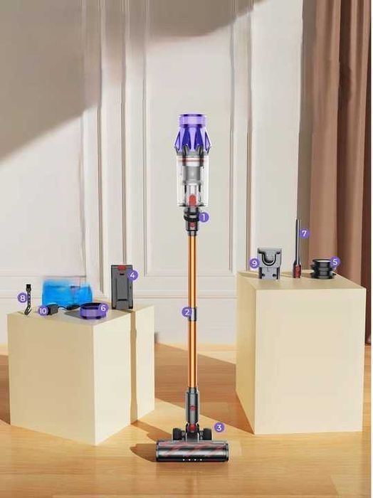 Odkurzacz Laresar V7 500W 50KPA LED HEPA bezprzewodowy pionowy stojący