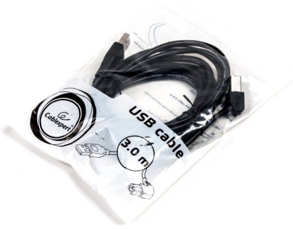 Кабель Cablexpert CCP-USB 2.0 A-тато/B-тато, кутовий,3.0 м.