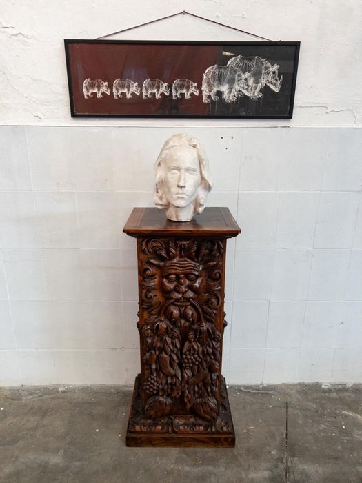 invulgar impressão em Offset dos anos 70 de manada de rinocerontes