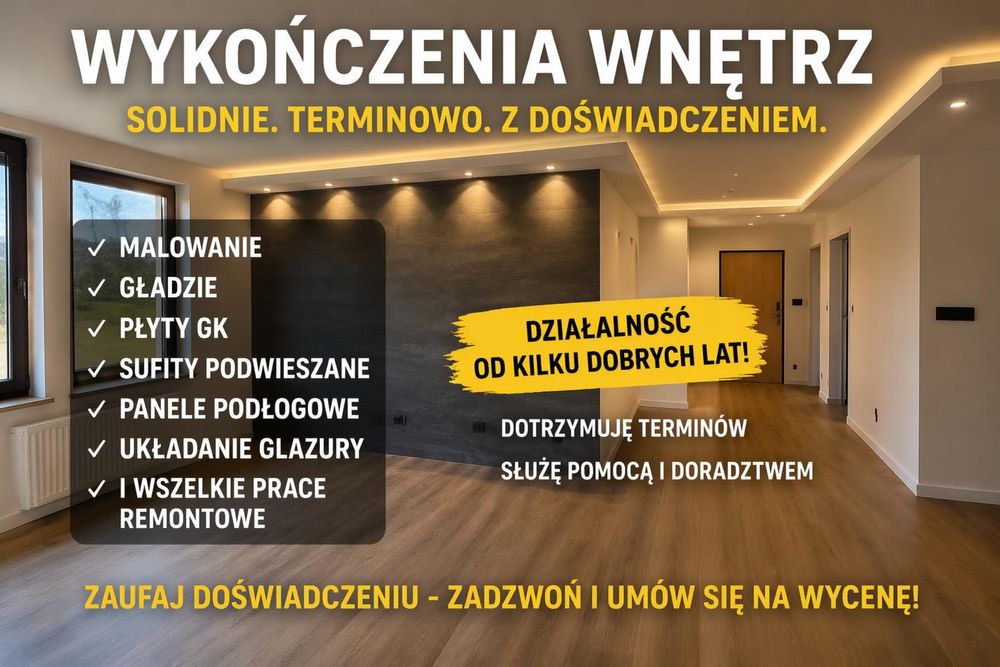 Profesjonalne wykończenia wnetrz- terminowo i solidnie