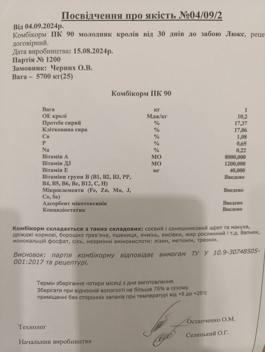 Комбікорм для кроликів