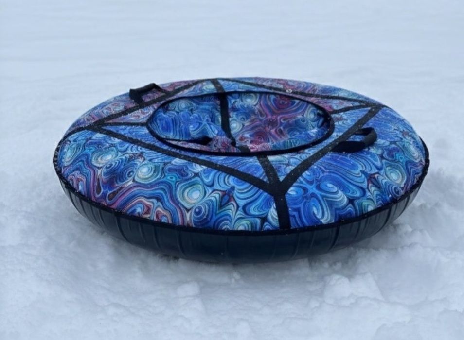 Тюбінг надувний 120 см з принтом та камерою у комплекті,для снігу