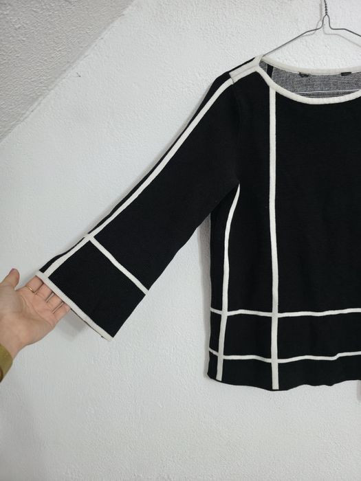 Czarny sweter w kratę elegancka bluzka damska principles