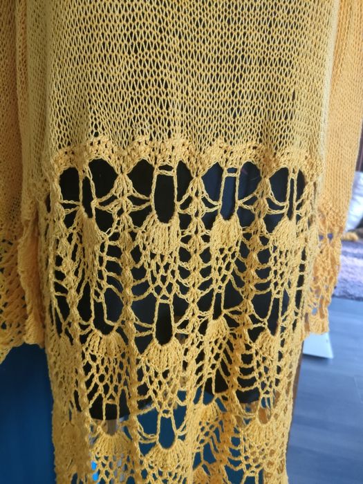 Sweter, tunika ażurowa, oversize