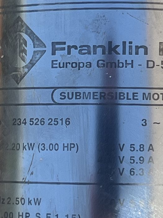 Bomba submersível Franklin 3 cv para Furo artesiano