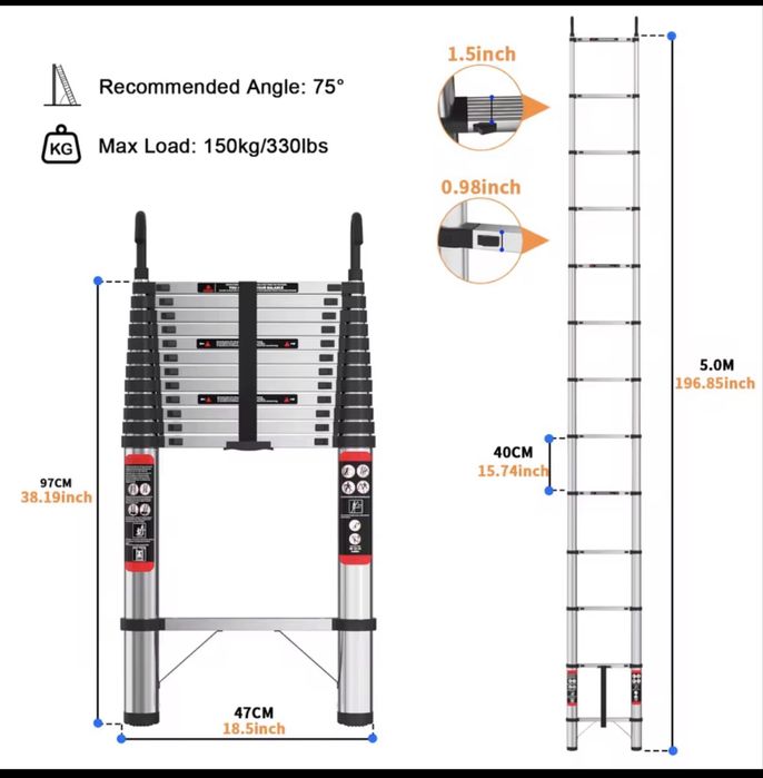 Escada telescopica 5 Metros
