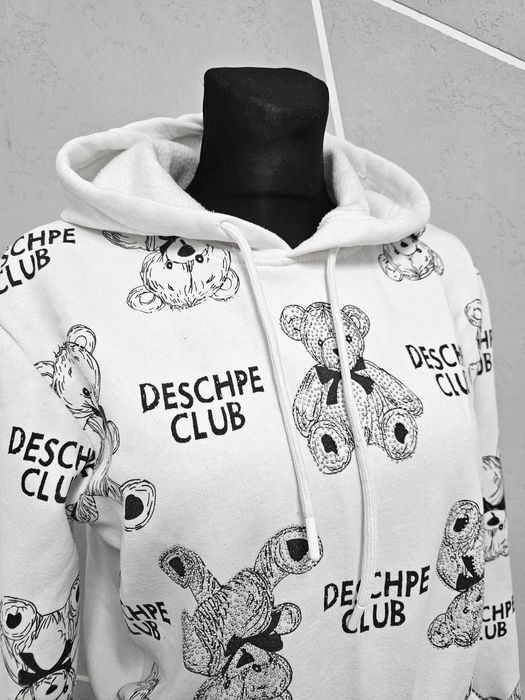 Bluza ocieplana, białe w misie, błyszcząca