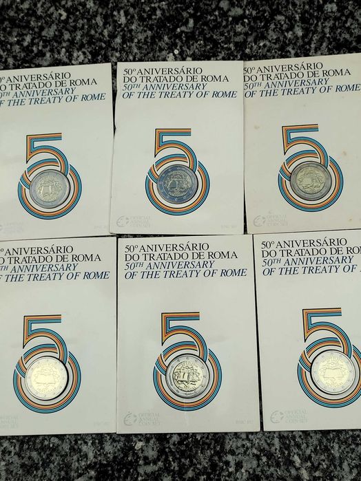 Seis Moedas de 2€ em BNC 50º Aniversário do Tratado de Roma