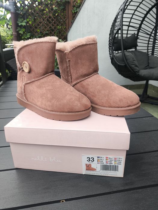 Buty ocieplane śniegowce kozaki brązowe 33 jak nowe Nelly Blu