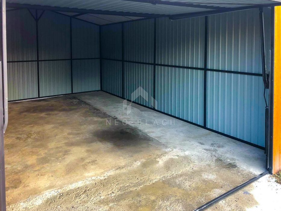 Garaż Blaszany 4X6M - Brama Drzwi Złoty Dąb Rynny Dwuspadowy Nb115