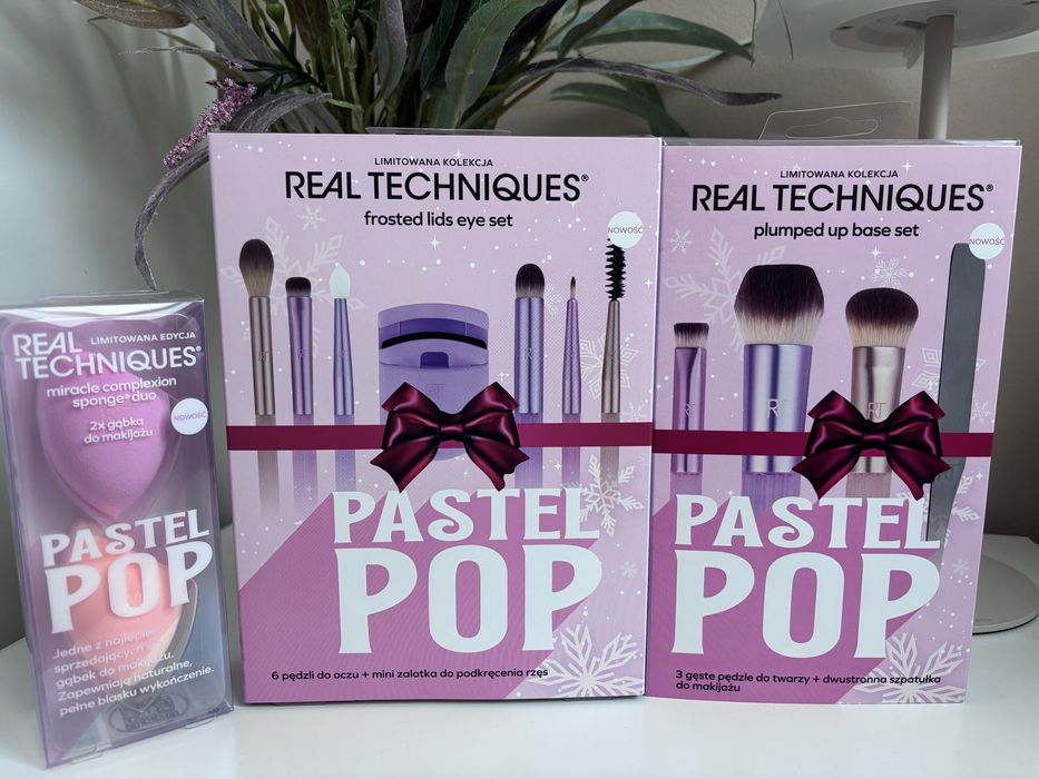 Real techniques pastel pop pędzle i gąbki nowe trzy zestawy