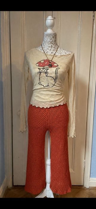 Ceglaste spodnie handmade boho hit wiosna/lato