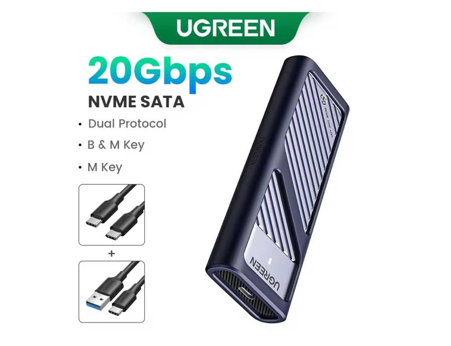 Внешний карман UGREEN CM559 20Gbps M.2 NVMe/SATA SSD to USB3.2 Gen2