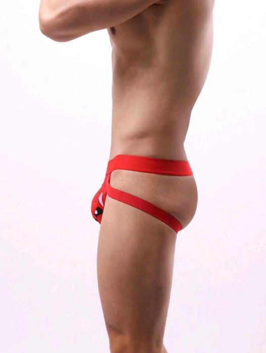 Męska bielizna jockstrap z nadrukiem kota L