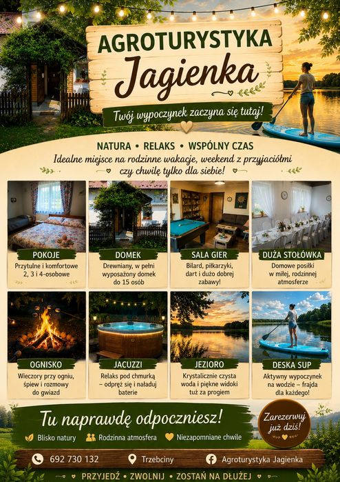 Agroturystyka domek noclegi jacuzzi balia las cisza spokój jezioro
