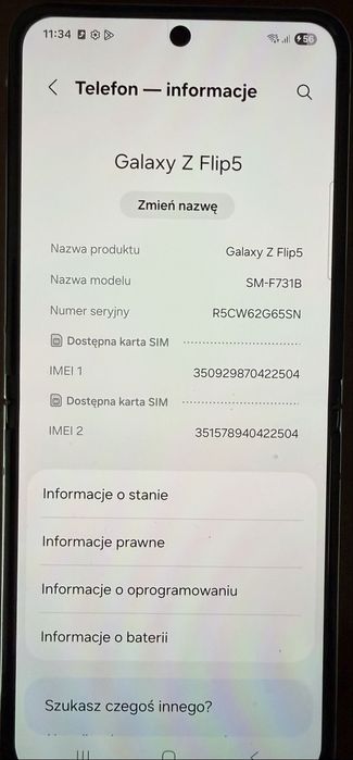 Telefon Galaxy Z Flip5 miętowy 8GB / 256GB