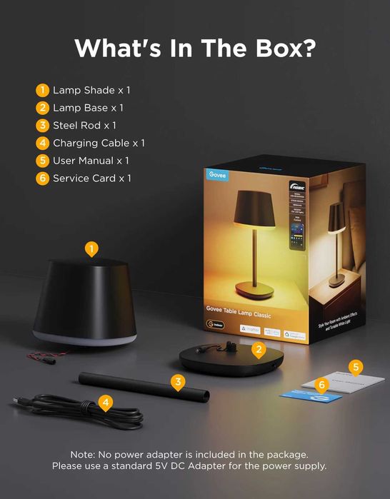 Розумна настільна лампа Govee Table Lamp Classic бездротова
