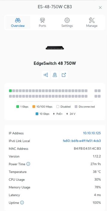 Ubiquiti EdgeSwitch 48 750W ES-48-750W керований PoE комутатор 48x1G 2xSFP 2xSFP+ БВ