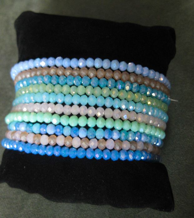 Pulseiras de Contas de Vidro Facetadas NOVAS - cores diversas
