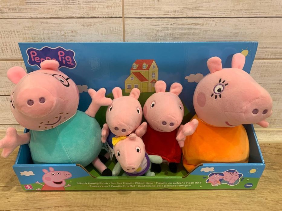 М’які фігурки Свинка Пеппа сімейний набір з 5 штук hasbro peppa pig