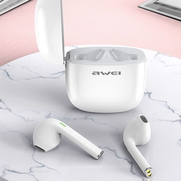 AWEI słuchawki Bluetooth 5.0 T28 TWS+ stacja dokująca biały/white