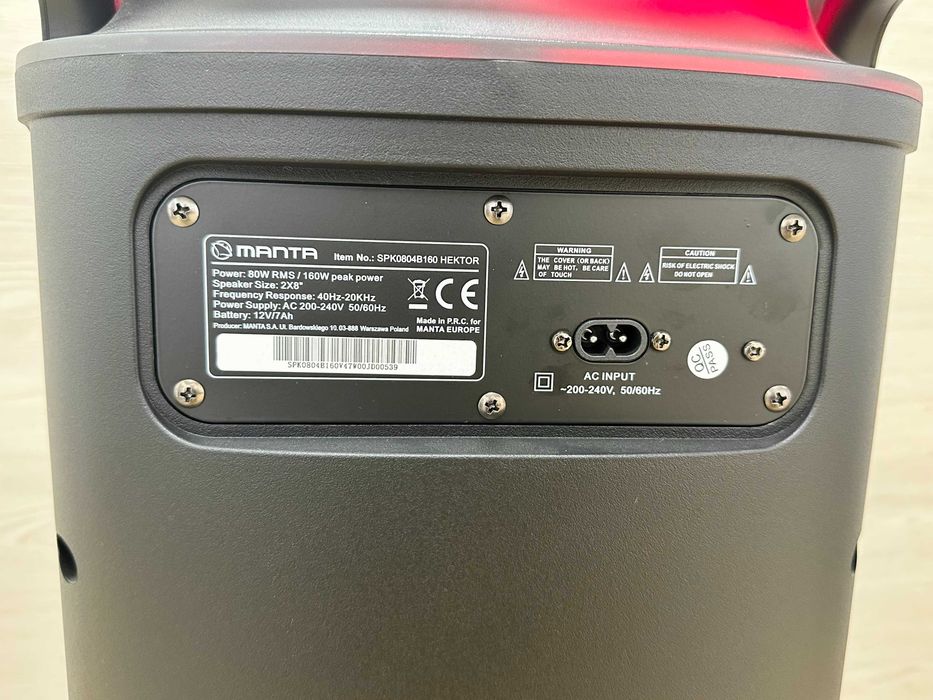 Głośnik przenośny imprezowy MANTA HEKTOR 160W karaoke mikrofon