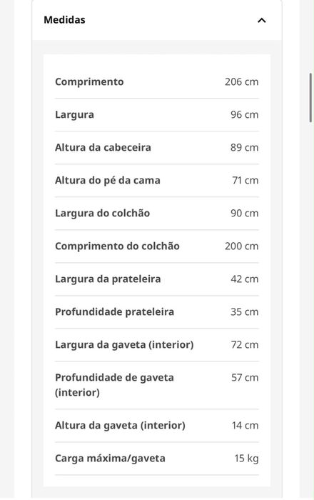 Cama Ikea 90x200 com estrado e colchão