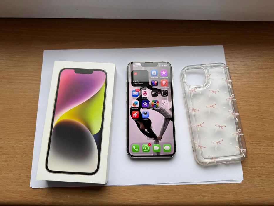 zadbany Apple iPhone 14 128 gb komplet bez locka