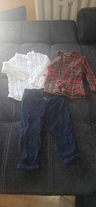 Elegancki komplet r.98, 2xkoszula i spodnie + gratis