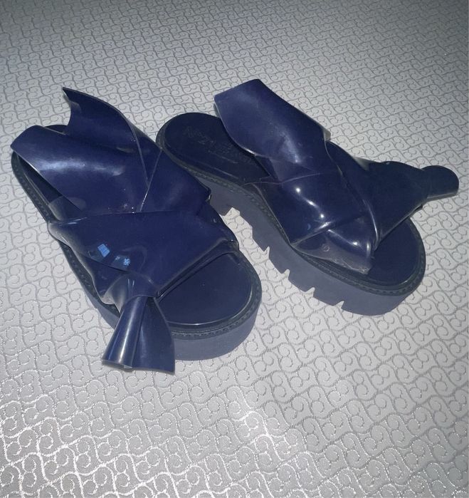 Силиконові жіночі шльопанці темно-синього кольору