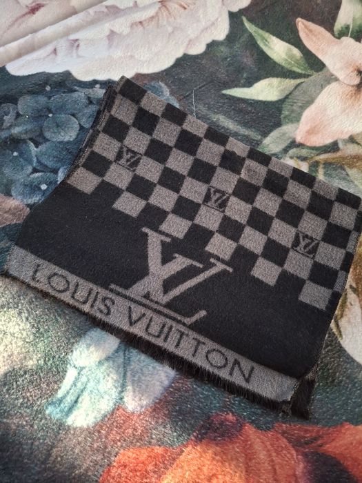 szalik w kratkę louis vuitton szaro czarny