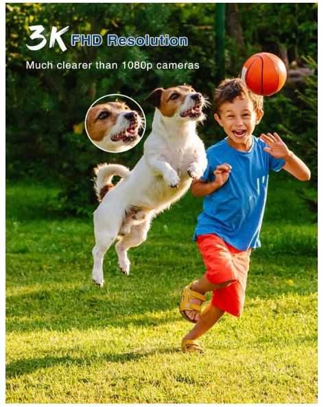 Podwójna kamera Wifi 2x3MP, śledzenie ruchu, 3K, kolor czarny