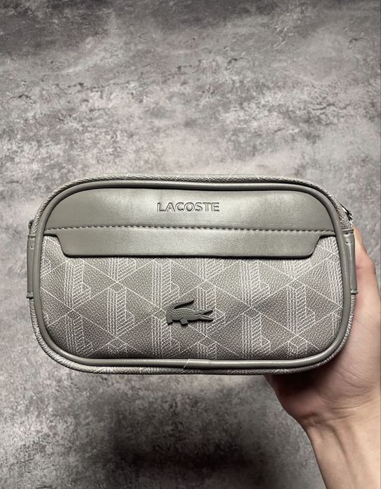 Сумка через плече чоловіча Lacoste сіра лакоста