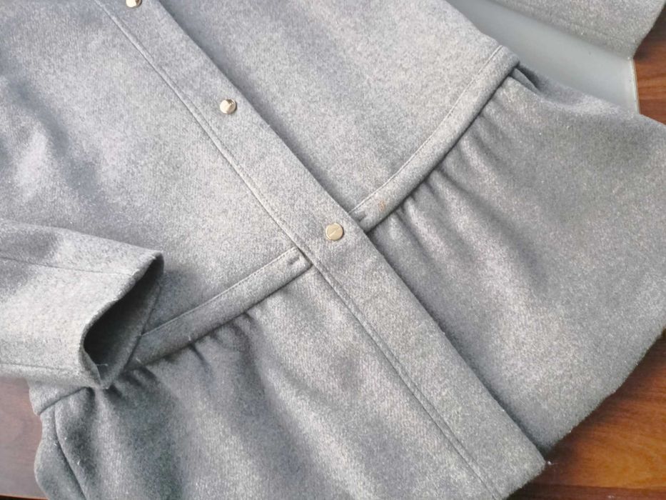 Max Mara tweedowy płaszcz z dzianinowym golfem 36