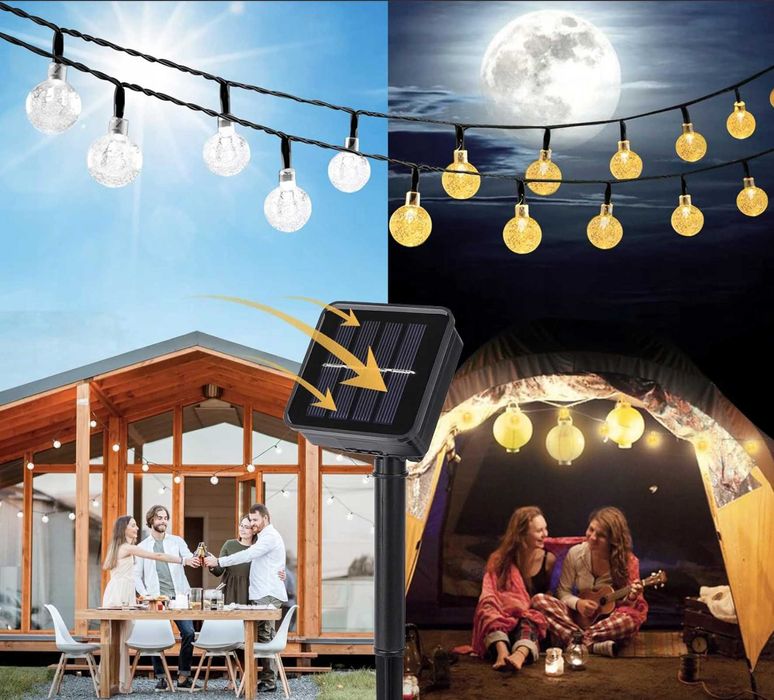 Girlanda Solarna Ogrodowa 50X LED, Lampki Solarne Na Energię Słoneczną