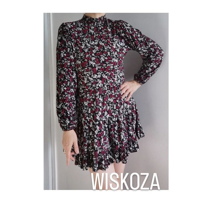 F&F sukienka 38 M z wiskozy romantyczne kwiaty