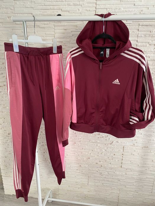 Adidas j nowy set dresowy łączone kolory bordo róż