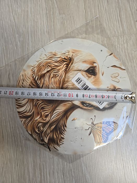 Metalowy znak, obraz Golden Retriever