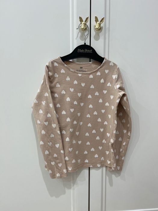 Bluzka H&M beż serca 122/ 128