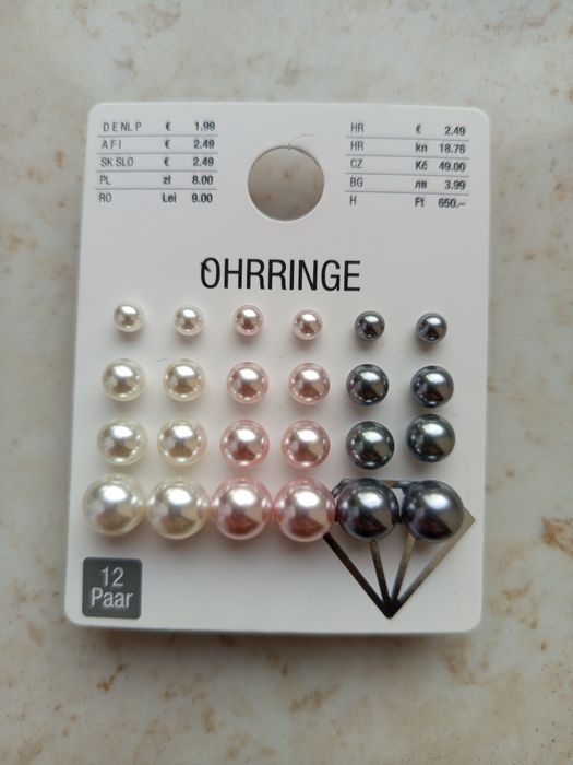 12 par kolczyków kolczyki perełki na sztyft sztyfty zestaw urocze