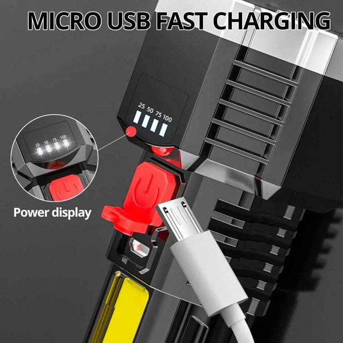 Lanterna LED bateria recarregável USB 5 LED Impermeável campo NOVO