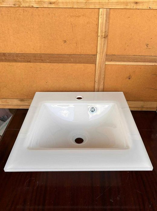 Lavatório Cristal Quadrado 50×50 cm | Novo c/ Sifão | Caixa Original