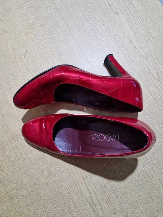 Buty czółenka lakierki czerwone na obcasie