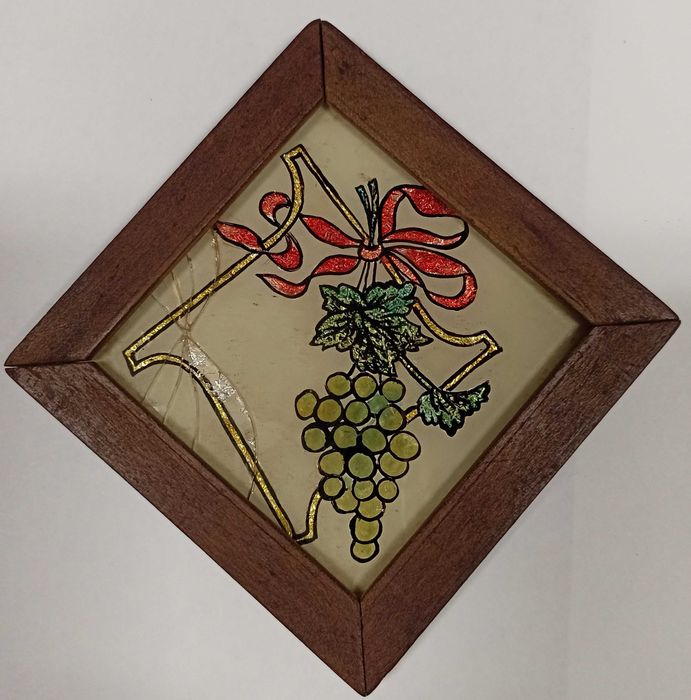 Conjunto 7 pequenos quadrinhos 11 x 11 com pinturas alusivas a frutos