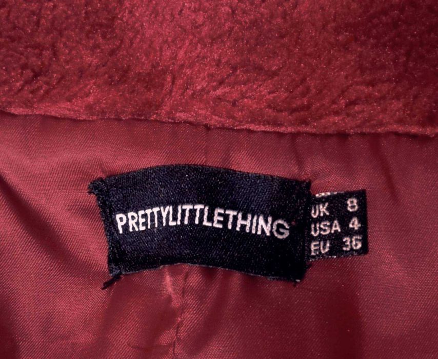 Яркая малиновая  экошуба,  PRETTYLITTLETHING (Англия).