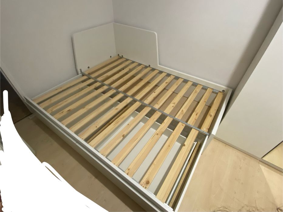 IKEA łóżko Flekke 80–160x200 + 2 materace + szuflady | stan bdb