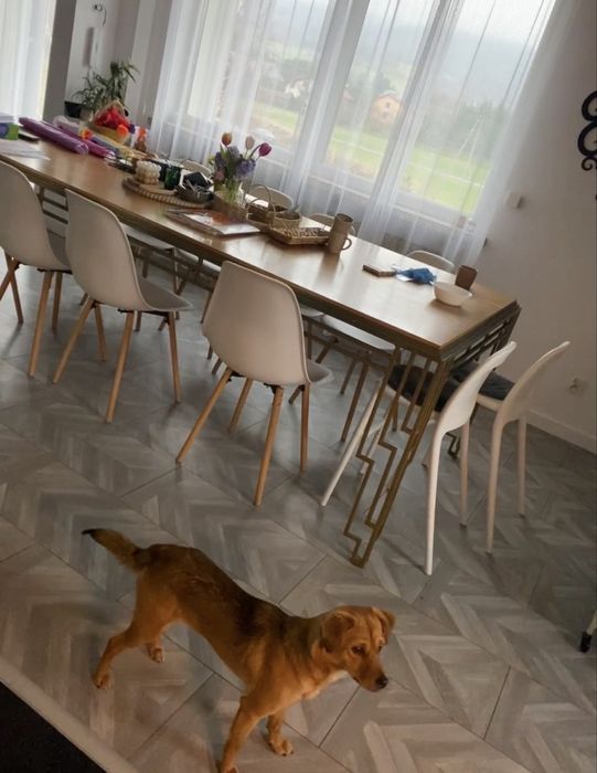 Stół duzy do jadalni 10 osob stalowy art deco