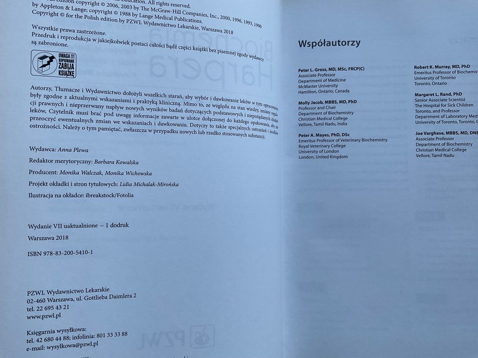 Biochemia Harpera Ilustrowana podręcznik stan idealny